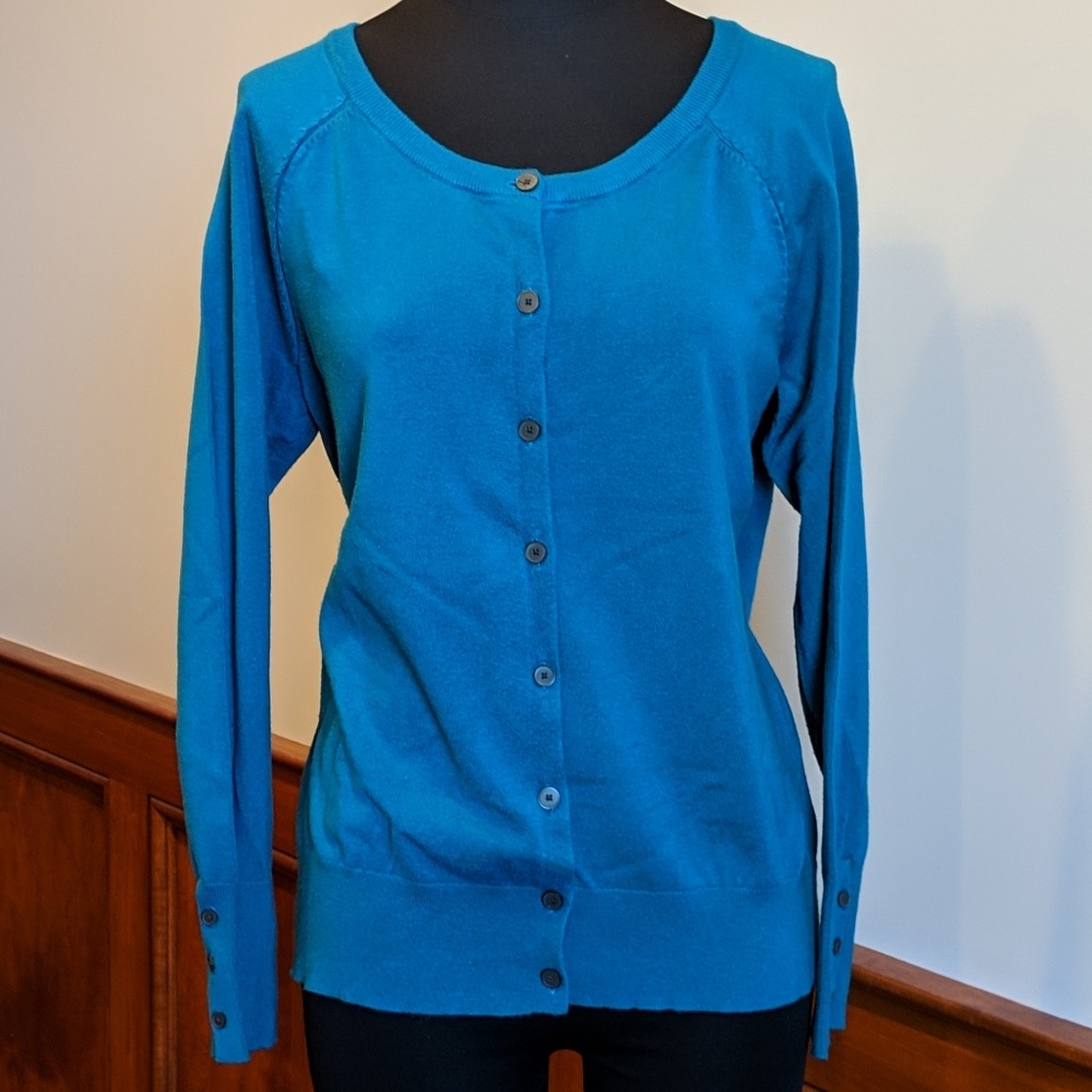 LANE BRYANT Blue Button Up Sweater Cardigan